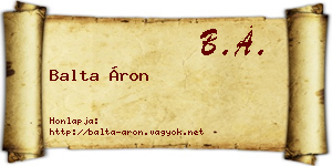 Balta Áron névjegykártya